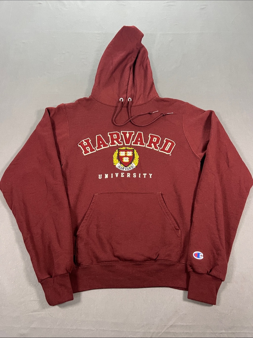 Champion Maroon Harvard Crest Pullover Hoodie